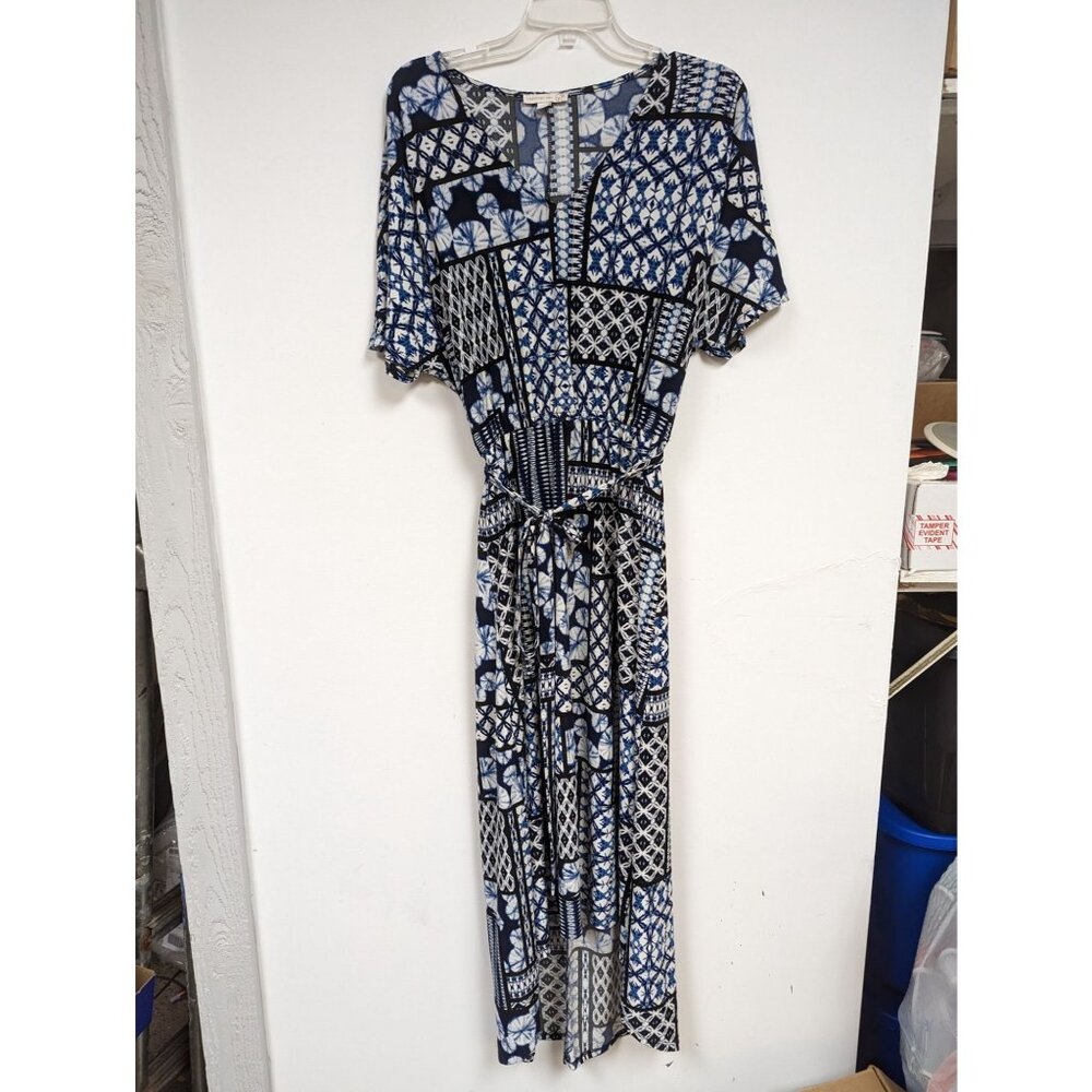 Westport 1962 Dress Blue Black White Size S Small Maxi Cold Shoulder HILO